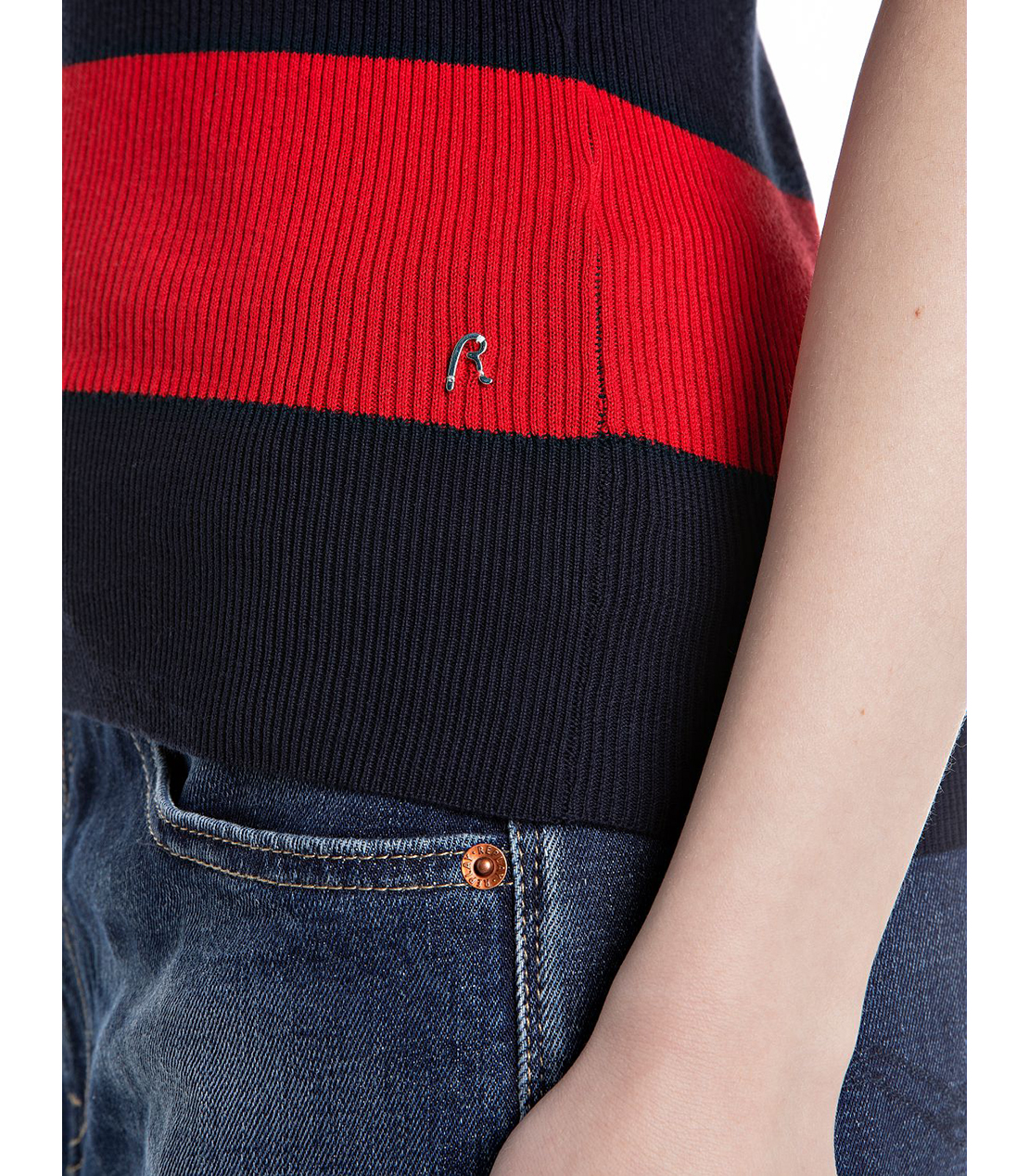 スリムフィット ボーダーポロニット 詳細画像 ダークブルーレッド 4